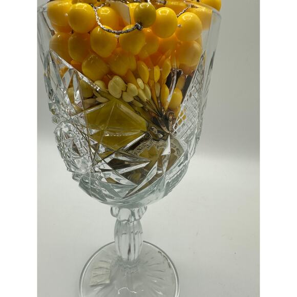 Vintage Libbey Hobstar Goblet Mystery Jar Yellow Jewelry - Picture 5 of 5